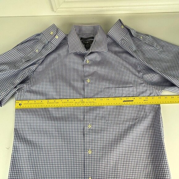 Pronto Uomo Shirt Mens Large Modern Fit Non-Iron Blue‎ Pink Checks Button Down - Picture 8 of 13